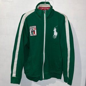 Polo Ralph Lauren Men's Large Green Big Pony Track Jacket Italy 2010 RARE